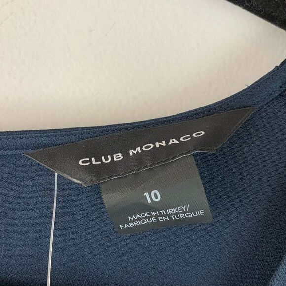 NWT Club Monaco women’s navy Long Sleeve Flounce asymmetric Dress size 10 - Picture 9 of 14
